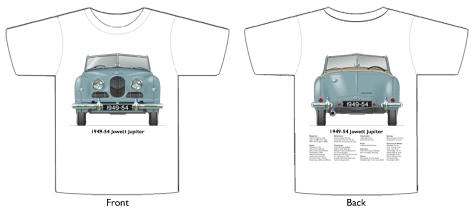 Jowett Jupiter 1949-54 T-shirt Front & Back